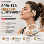 🎧 Monster AC530 Open-Ear Headset | 165H Battery, Bluetooth 6.0, Ultra Comfort Wireless Earbuds