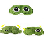 Cute Shiny Frog Plush Sleep Mask, soft cotton lining, lightweight light blocking, ideal for travel nap & rest.