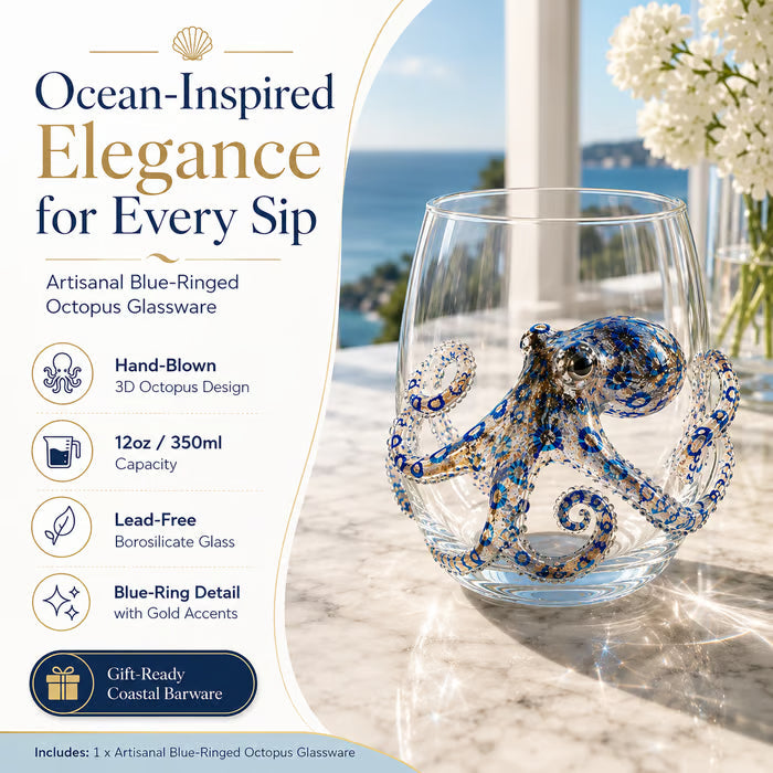 🌊Artisanal Blue Ringed Octopus Glassware
