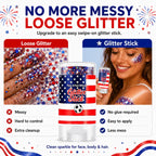 3-in-1 Patriotic Glow😍✨Red, White & Blue Glitter Body Stick