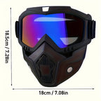 A Full-face Goggle with Anti-fog High-definition Lenses, a Detachable and Adjustable Ski Mask, and a Comfortable Sponge Pad - Made of Plastic.