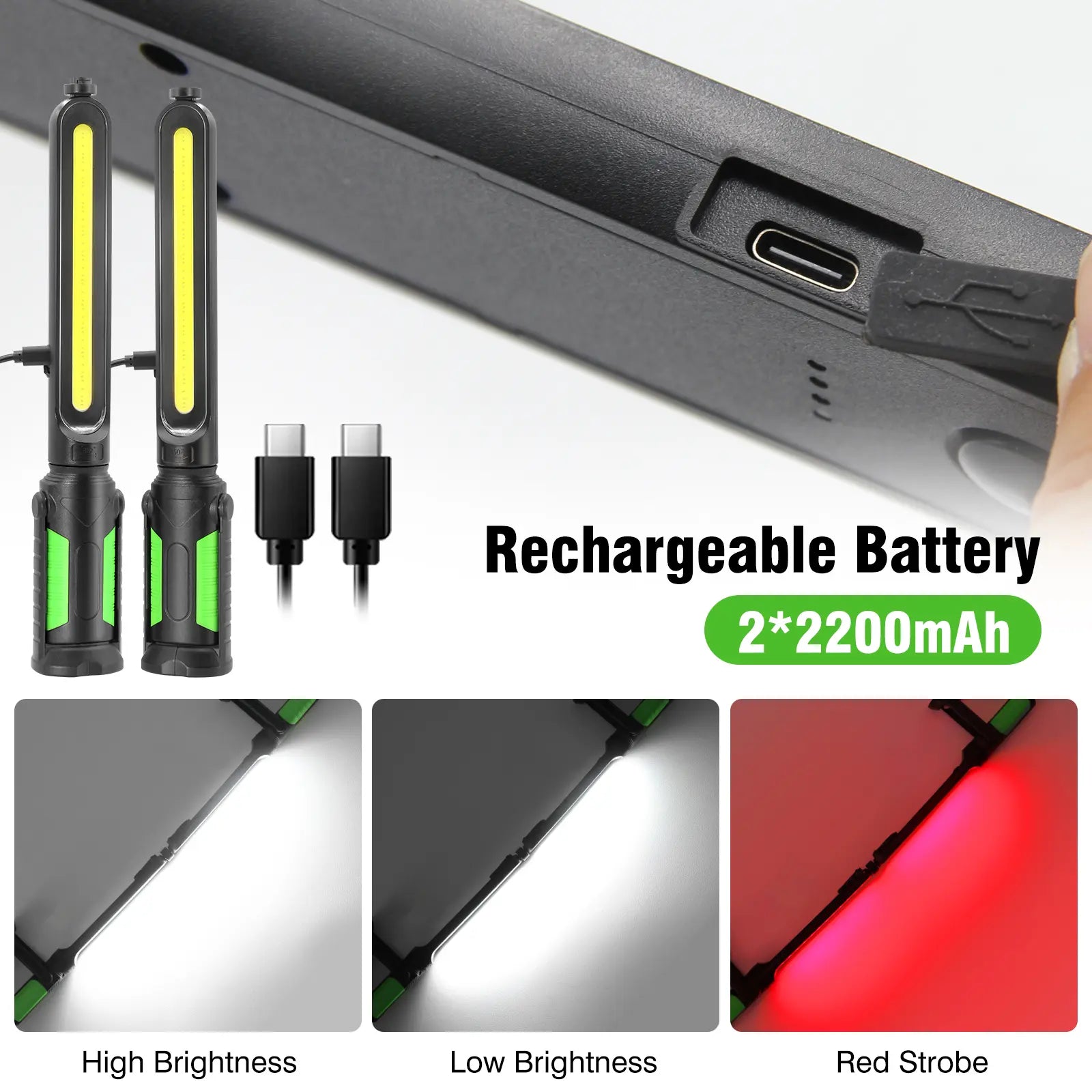🎁 Father's Day Gift – Linkax 2400LM Work Light Bar, Rechargeable, Magnetic + Hooks
