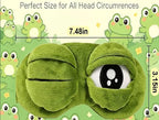 Cute Shiny Frog Plush Sleep Mask, soft cotton lining, lightweight light blocking, ideal for travel nap & rest.