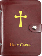 🙏Catholic Faux Leather Holy Card Holder – Pocket Prayer Card Organizer with Snap Closure🎁