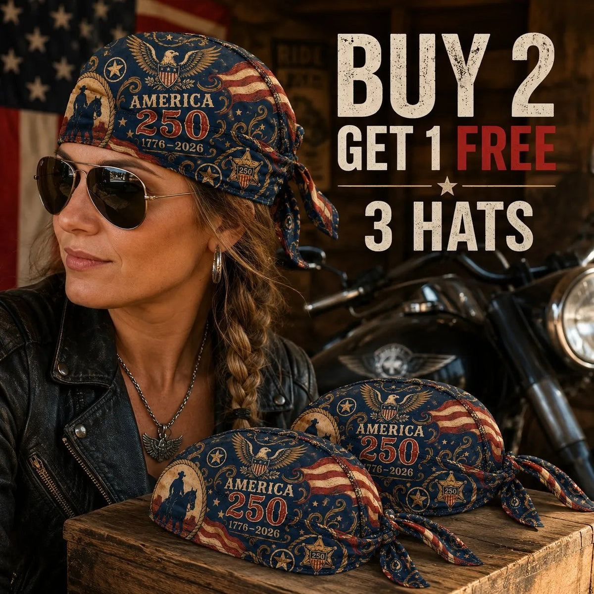 America 250 Cycling Pirate Hat / Biker Headwrap