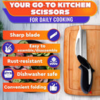 2 in 1 Kitchen Scissors– Stainless Steel Blade & Plastic Cutting Board Scissors
