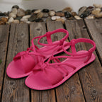 Knot-Front Elastic Ankle Sandals – Easy Slip-On with Arch Support
