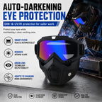 🤿Multi-Functional Protective Face Mask - Auto-Darkening Welding Goggles, Anti-Fog Skiing Shield & Dustproof Yard Work Gear - All-Terrain Safety Mask