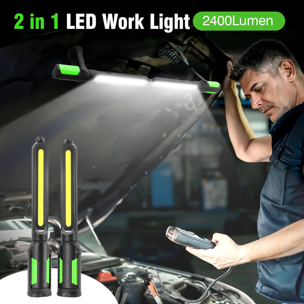 🎁 Father's Day Gift – Linkax 2400LM Work Light Bar, Rechargeable, Magnetic + Hooks