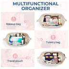 🔥2026 NEW ARRIVAL🔥Puffy Padded Travel Cosmetic Organizer , Wide-Open Makeup Case for Toiletries, Accessories