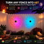 Solar Mandala Wall Light Outdoor Garden Fence Projector Lamp Patio Ambient Decor
