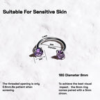 6pcs Value Pack 316L medical-grade titanium steel 18G 1.0mm Horseshoe Nose Hoop Internally Threaded Gems Nose Ring with Free Ball Holder & Guiding Needle
