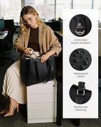 LOVEVOOK Laptop Tote Bag for Women 15.6 In Work Bags with Triple Compartments Large Faux Leather Computer Office Briefcase