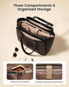 LOVEVOOK Laptop Tote Bag for Women 15.6 In Work Bags with Triple Compartments Large Faux Leather Computer Office Briefcase
