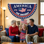 🗽USA 250th Anniversary Patriotic Fan Flag – Half-Round Porch Banner for 2026 Celebration🦅