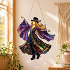 💥 LAST DAY 57% OFF - 💃 Rock Goddess Stevie 🤘 Handmade Stained Glass Spinning Suncatcher
