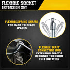 Universal Flex Head Socket Adapter Set – Reach Tight Bolts Faster in Hard-to-Access Spaces-The Must-Have Tools for Mechanics, DIYers & Garage Work