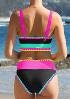 ✨Color Contrast Patchwork Nylon Sporty 3 Piece Bikini Sets