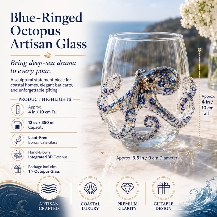 🌊Artisanal Blue Ringed Octopus Glassware