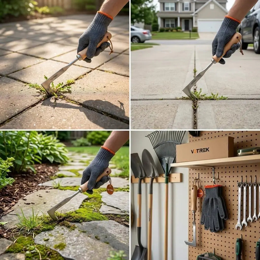 🌿 Crevice Weeding Tool – Beech Handle, Manual Weed Remover for Pavers & Driveways