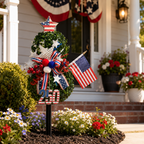 USA 250th Anniversary Patriotic Topiary Garden Stake, Red White Blue Yard Decor for 4th of July, Memorial Day & Independence Day