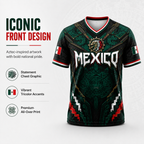 2026 New Mexico Eagle Warrior V-Neck Sports Jersey, Aztec Calendar Graphic Short Sleeve Shirt for Men, Green Black Soccer Fan Tee,summerwins