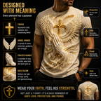 ✝️ Angel Wings Prayer Cross T-Shirt – Faith Inspired 3D Spiritual Graphic Tee for Men