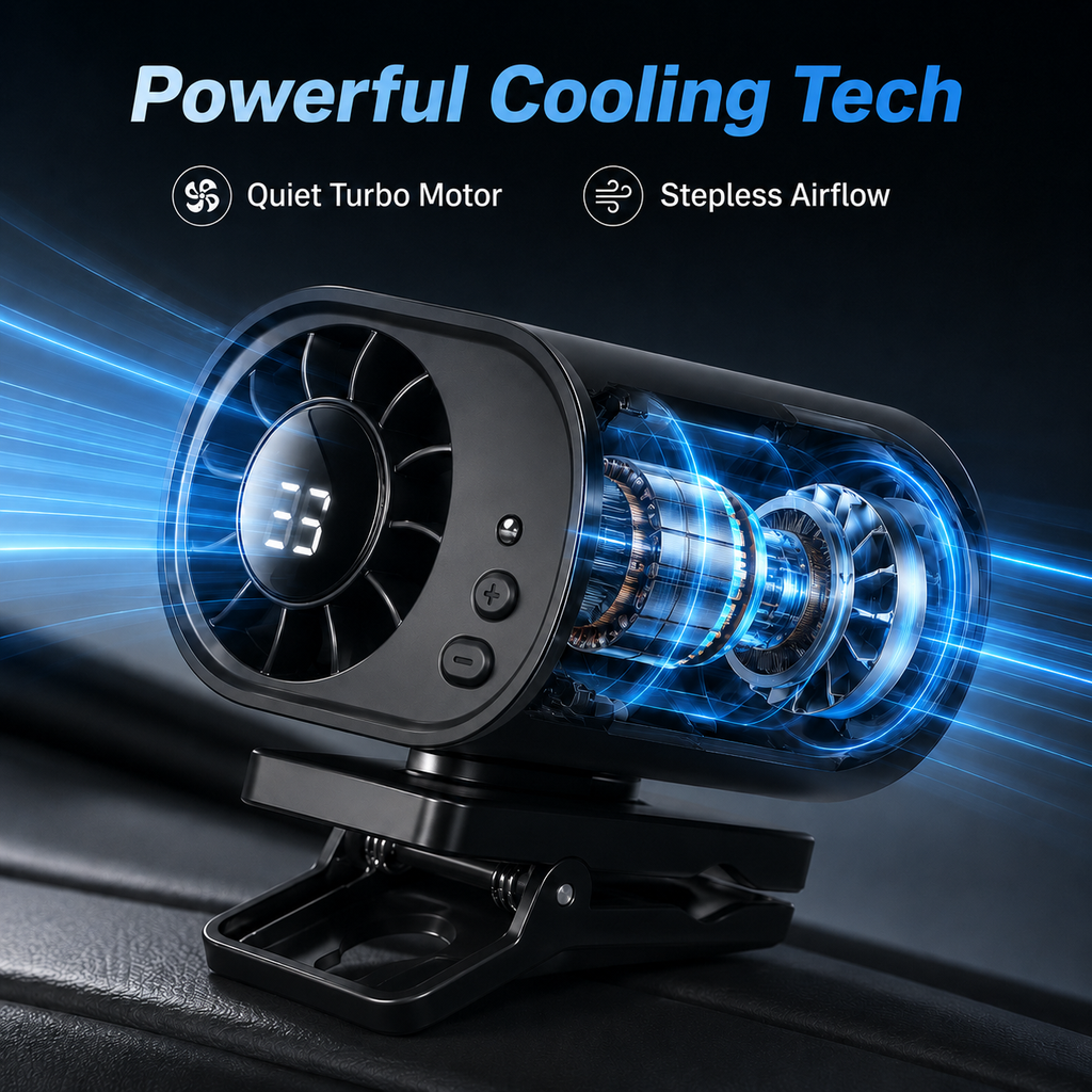 ⚡8400+ sold🌀Car Clip Fan with 360° Rotation & USB Rechargeable