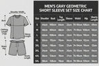 🩳Men's geometric print short-sleeved T-shirt paired with drawstring shorts two-piece set