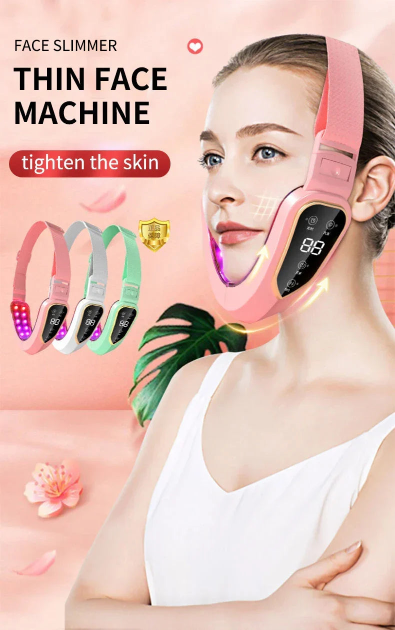 LED Photon Therapy Facial Slimming Vibration Massager Facial Lifting Device Facial Heated Double Chin V Face Vibration Massager