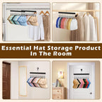 Wooden Hat Organizer with 12 Stainless Steel Clips Holds