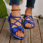 Knot-Front Elastic Ankle Sandals – Easy Slip-On with Arch Support