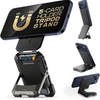 🔥Magnetic Wallet with Stand Compatible with MagSafe, Hold 5 Cards,Adjustable Stand,RFID Blocking,Tripod Phone Stand Magnetic Credit Card Holder for iPhone