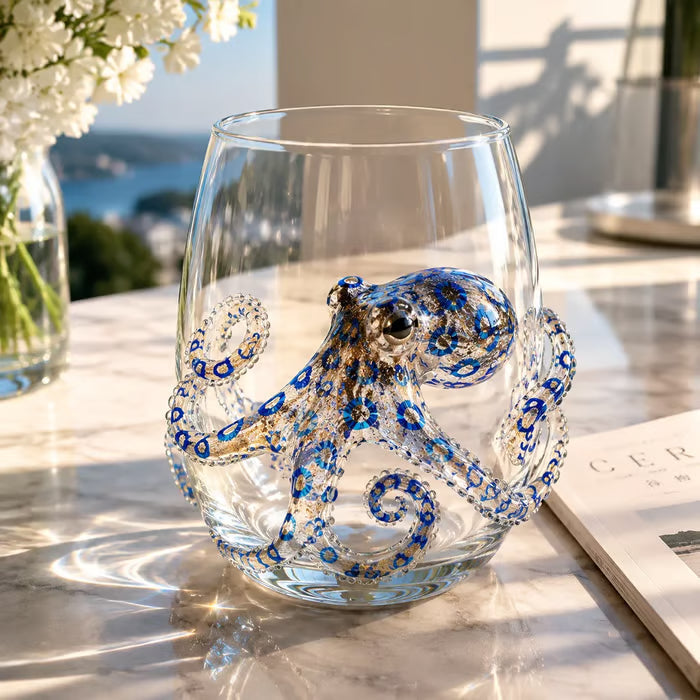 🐟Artisanal Blue Ringed Octopus Glassware