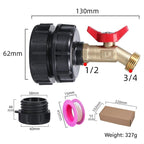 🛠️💧275-330 Gallon IBC Tote Tank Adapter - 2.44" Fine Thread, 1/2" NPT × 3/4" GHT Male Fittings with Garden Hose Quick Connector
