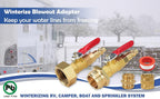 ❄️ Lead-Free Brass RV Winterizing Blowout Adapter Kit with Shut Off Ball Valve