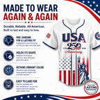 🗽 USA 250th Anniversary Baseball Jersey – Patriotic Statue of Liberty Print, 4th of July Outfit