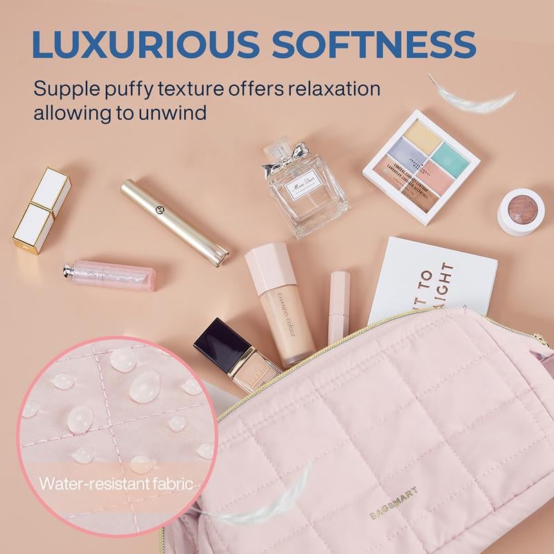 🔥2026 NEW ARRIVAL🔥Puffy Padded Travel Cosmetic Organizer , Wide-Open Makeup Case for Toiletries, Accessories