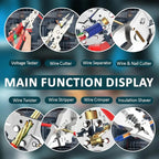 16-in-1 Wire Stripping Pliers, 2026 New Rechargeable Wire Strippers Tool with Voltage Tester&Alarms, Detectable 12-250V, Heavy-Duty Electrical Pliers&Wire Cutters