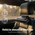 Car Seat Fan 🌬️ – 3-Speed Rechargeable Clip-On Fan with 3000mAh Battery 🔋 | USB-C Charging ⚡